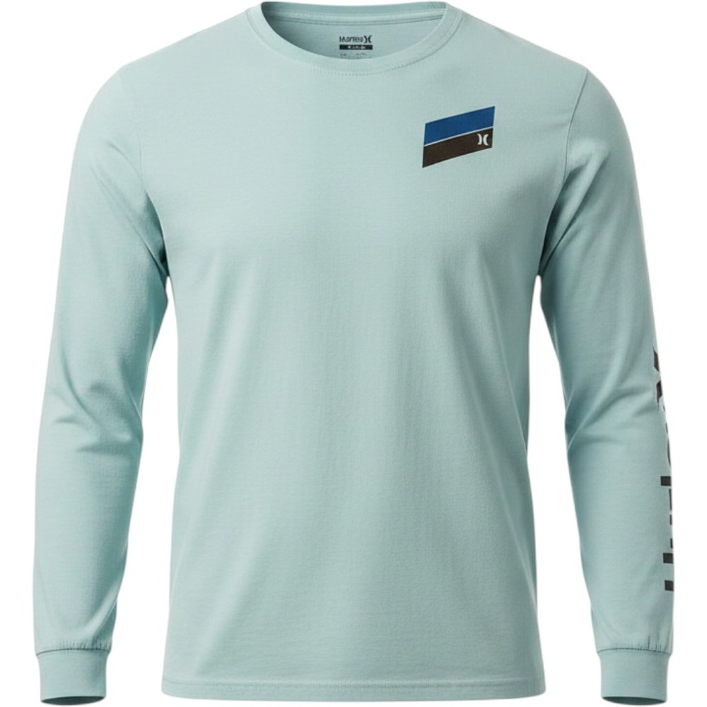 Hurley Kids Boys XL Long Sleeve Graphic T-Shirt Aqua Blue Cotton 13-15 Years